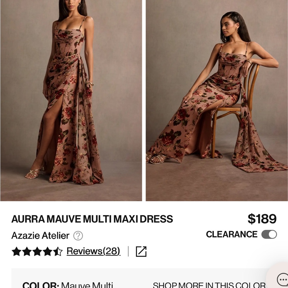 Azazie Mauve Floral Formal Dress